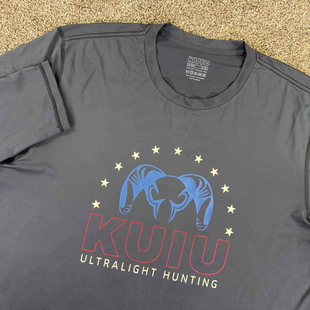 KUIU AP Tech Long Sleeve Hunting Shirt Mens 3XL Navy Blue UPF 50 Graphic Tee